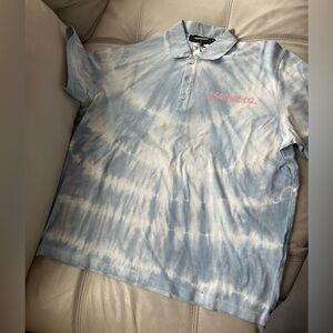 DSQUARED2 Mens Light Blue Tie-Dye Polo